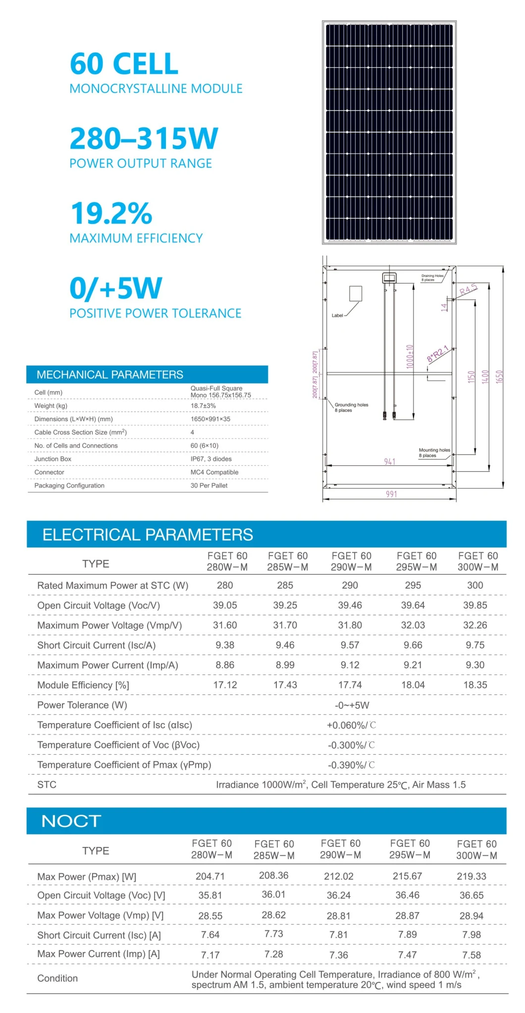 60 Cell 250W 300W Power System Mono PV Solar Module Home System Accessories Supplier